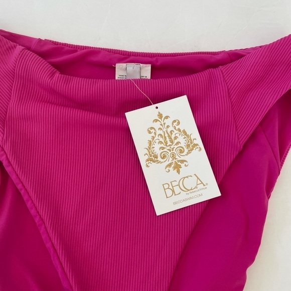 Becca by Rebecca Virtue Raspberry pink Sage fine line french cut bikini bottom L - Picture 4 of 7